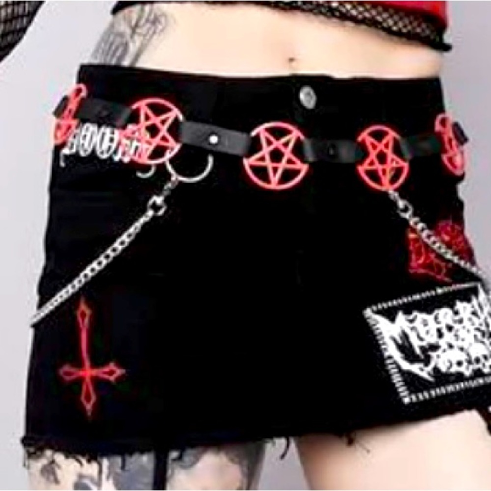 Black gothic rock mini skirt